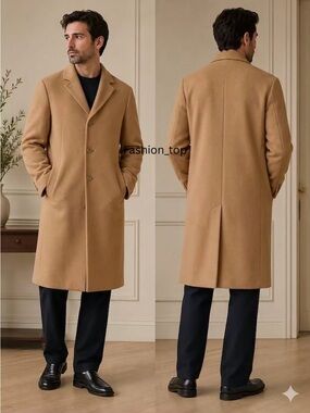 Vintage Chereskin Cashmere Blend Men's Camel Overcoat - Made in Macedonia 46R
